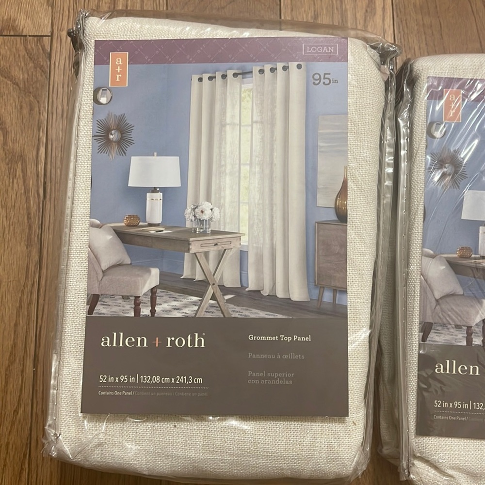 Allen & Roth Logan Ivory Grommet Top Panel Curtain 52x95 inches 2 panels